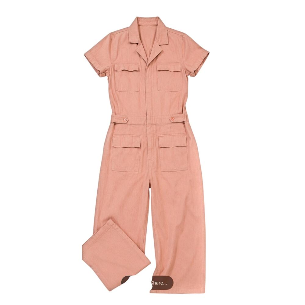Signature8 Dusty Rose Utility Jumpsuit Wide Leg Short Sleeve Boiler Suit M/L